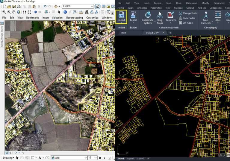 Import ESRI Shapefiles to the AutoCAD Drawing